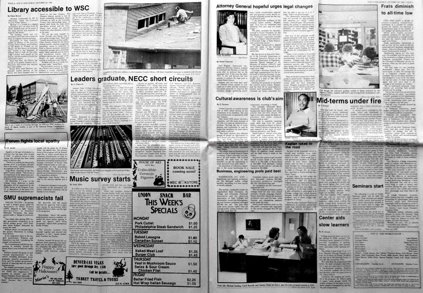 Top o' the World newspaper pages from 1980s